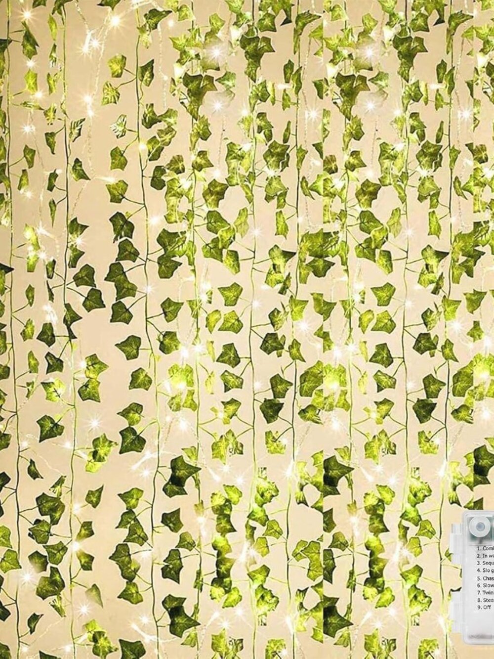 84Ft 12-Pack Artificial Ivy Garland, Fake Hanging Ivy Vines with 80 LED Battery-